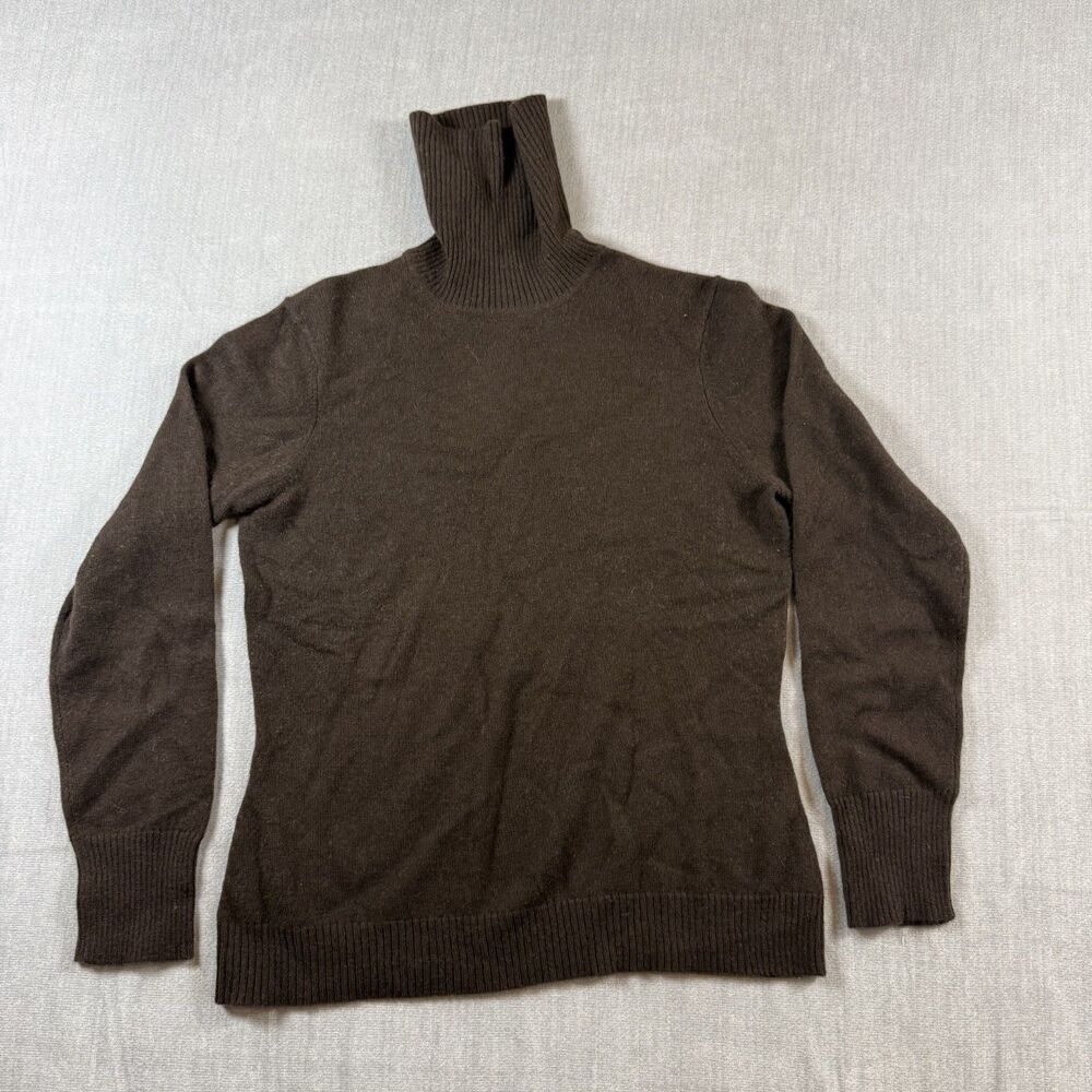 Pursuits Ltd Cashmere Sweater Womens Lg turtleneck Classic Minimalist Brown Soft